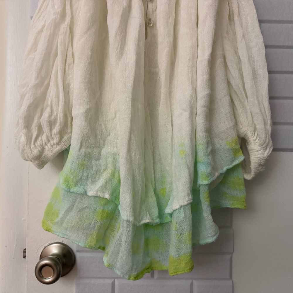 Jen’s pirate booty Bowie tunic top green tie dye, One size fits all